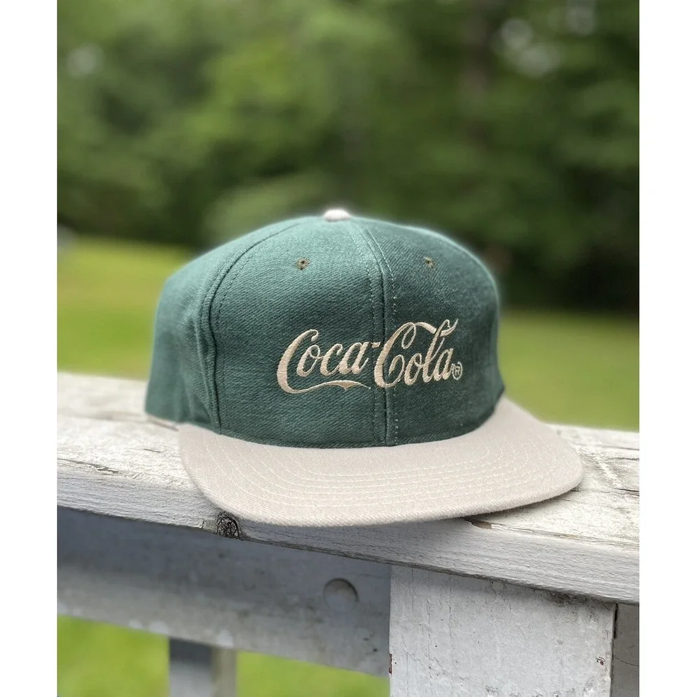 Vintage Coca-Cola Hat Green Gray SnapBack Trucker Licensed USA